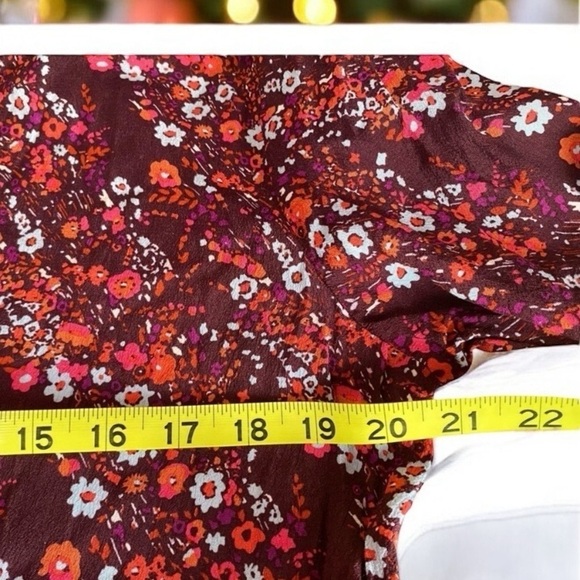 🌟 XL Maroon dress GAP 
long sleeves midi Modest party ditsy floral flowers - Picture 14 of 16